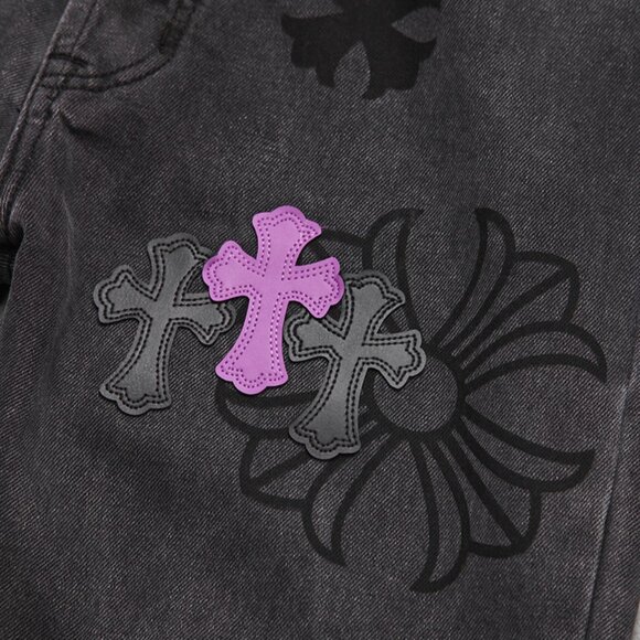 Chrome Heart Leather Patch Jeans - Picture 6 of 11